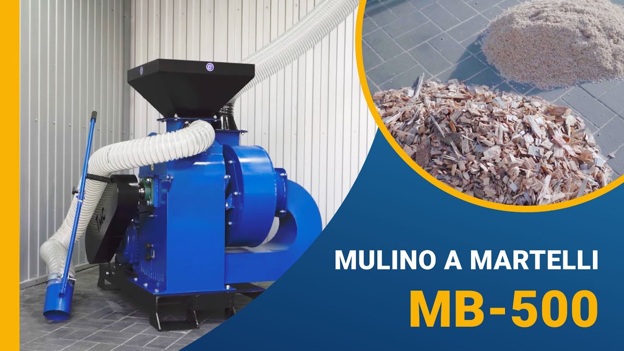Mulino a martelli MB - 500 per la frantumazione di trucioli, trucioli, grano, biomassa