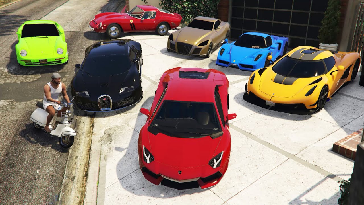 GTA 5 - Stealing Expensive Luxury Cars with Franklin! | (GTA V Real Life Cars #89)
