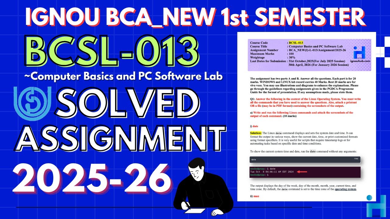 BCSL-013 Solved Assignment July 2025 / Jan 2026 || BCA_NEW 1st Semester Solved Assignment  2025-26