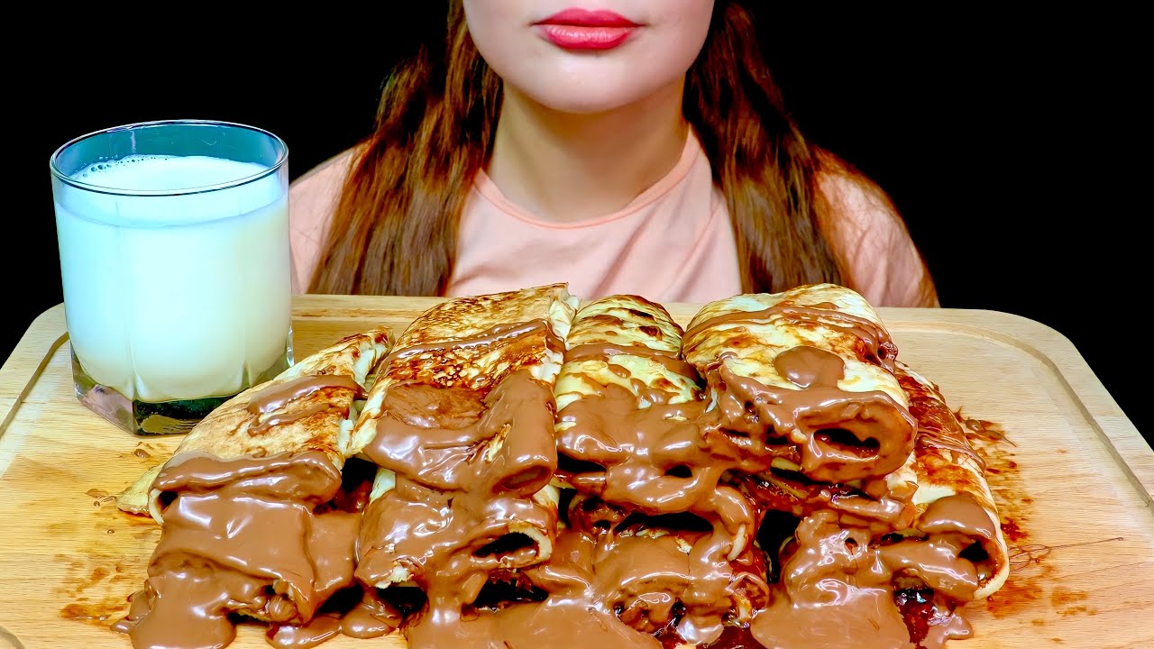 ASMR NUTELLA CREPES  MUKBANG EATING SOUNDS