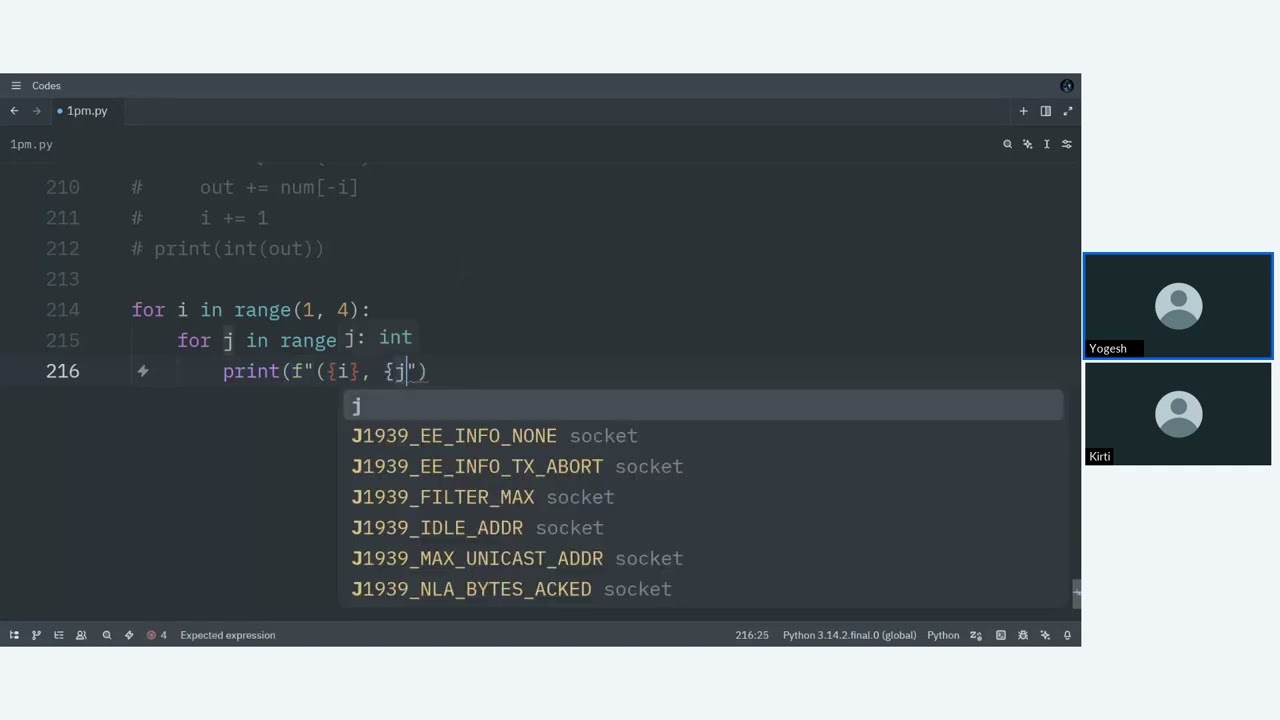 Python 1 PM Batch Nested Loops & Pattern Printing Training : Session 10