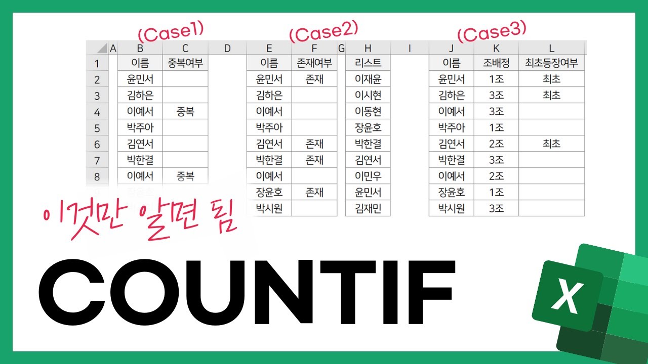 직장인 엑셀, COUNTIF 쓰는 3가지 패턴