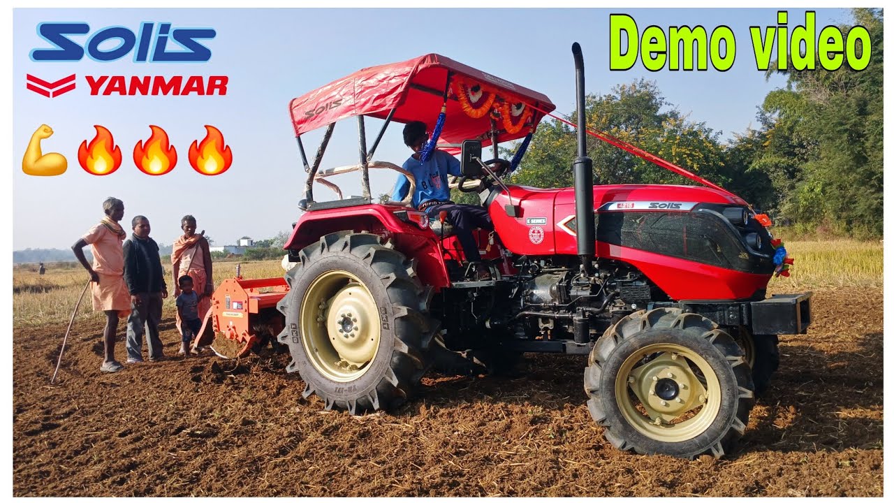 Solis 4215 4wd 43# hp 15 speed Gearbox with Rotavator Performance Demo. 