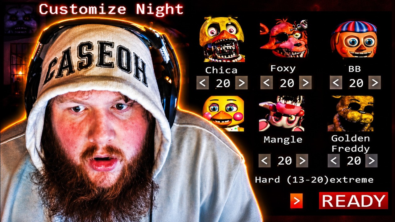 Caseoh Plays fnaf 2 [20 mode] for 11 hours