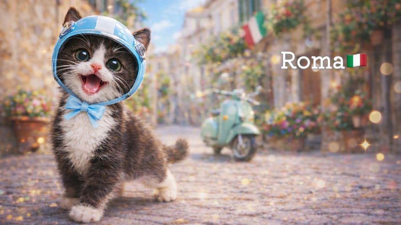 (Vlog) A Tiny Cat’s First Day in Rome 🇮🇹 | Senga's Travel Story ＃１