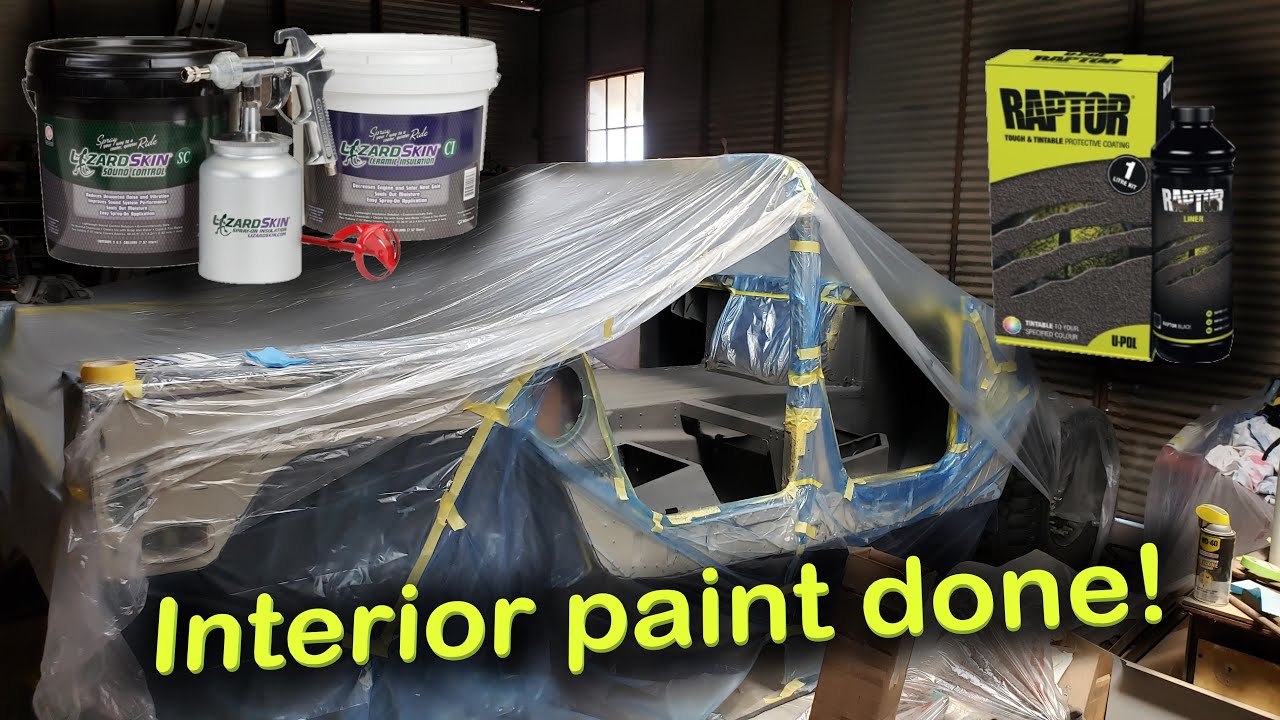 Humvee Interior Sprayed!  Lizard Skin Sound & Heat Control with Raptor Liner Topcoat