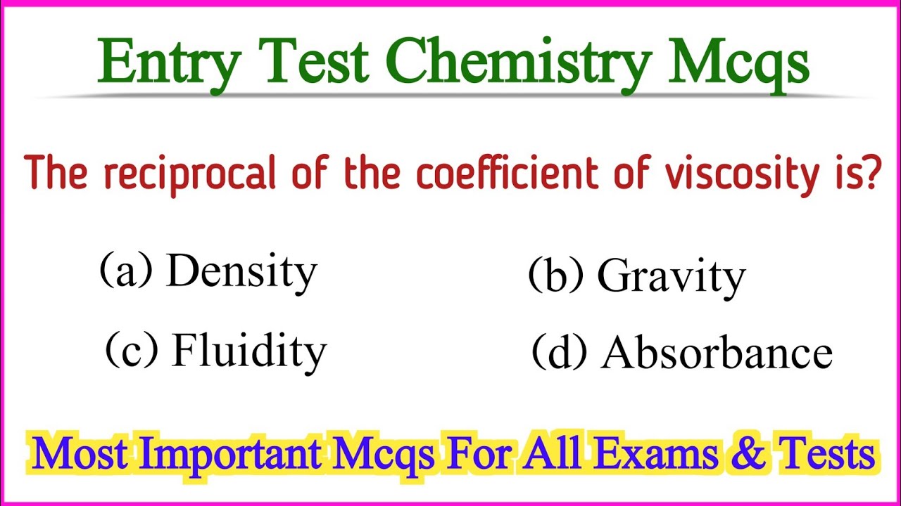 Chemistry mcqs for entry test | Chemistry mcqs for mdcat | Chemistry mcqs for competitive exam
