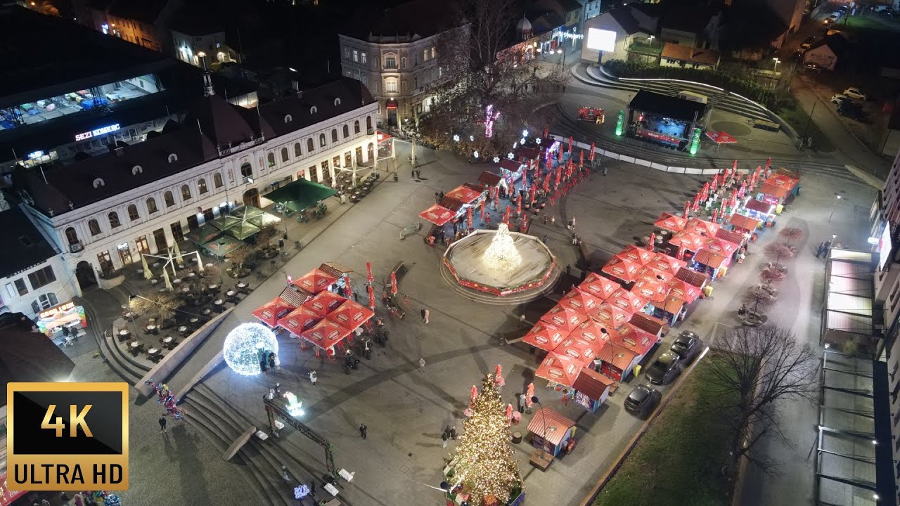 PRAZNIČNA ATMOSFERA U TUZLI - SNIMAK DRONOM (Manifestacija Zima u Tuzli 2023/2024)