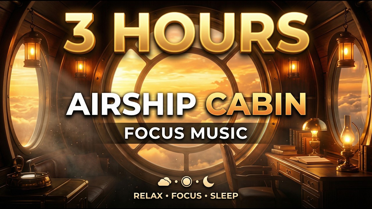 3 Hours Airship Cabin Above the Clouds ☁️ Deep Focus & Sleep | Relaxing Ambient
