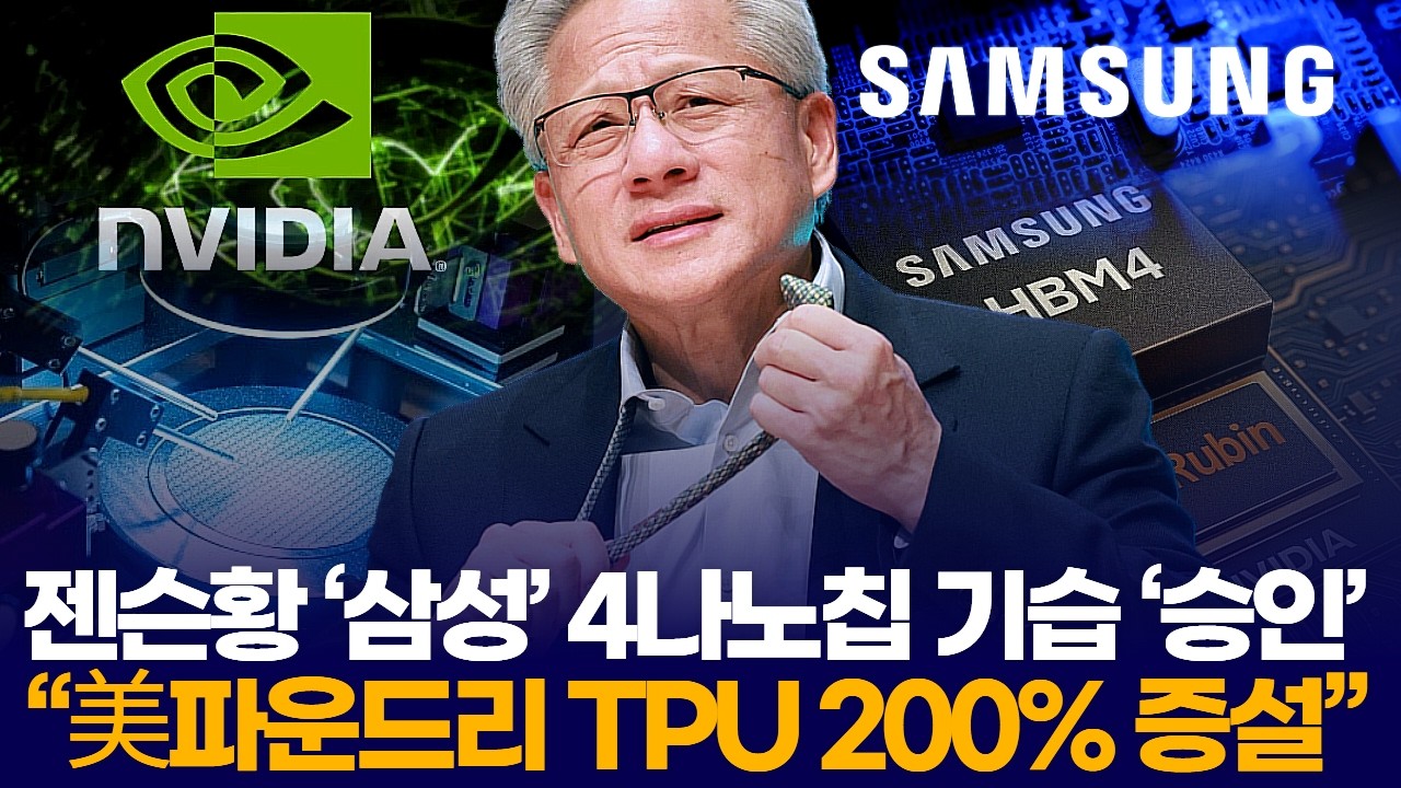 젠슨황 ‘삼성’ 4나노칩 기습 ‘승인’ “美파운드리 TPU 200% 증설”