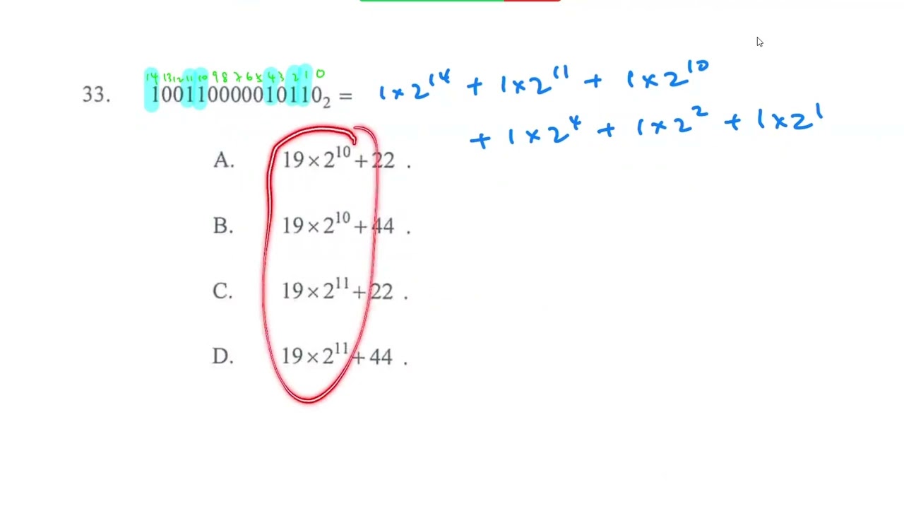 HKDSE 2019 Paper 2 Q33 Numeral Binary