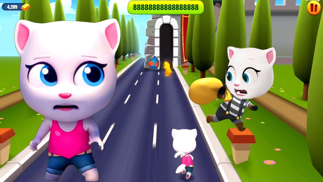 Talking Tom Gold Run Gameplay - Cheeky Angela Fights the Final Boss in Strange Town