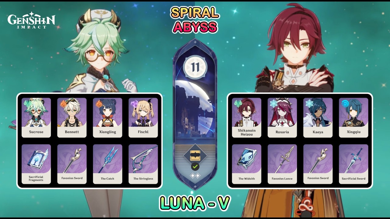 Spiral Abyss Floor 11 Version Luna V - Sucrose Overloaded Team & Heizou Frozen Team