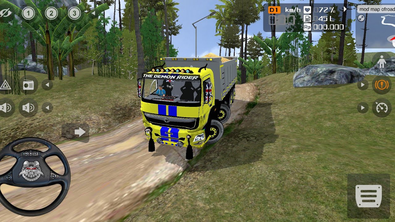Bharat Benz 8x8 Power Full 12 Wheeler Truck Driving in Indian Offroad Bus simulator Indonesia 