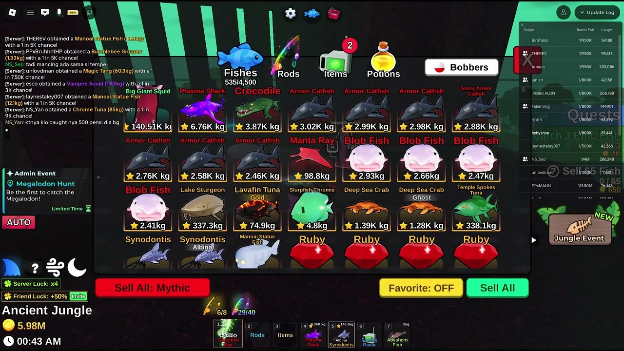 Roblox double enchant fish it