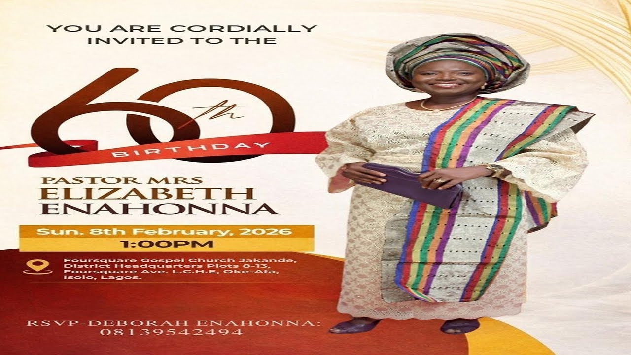 DIAMOND JUBILEE CELEBRATION SERVICE || PASTOR MRS ELIZABETH ENAHONNA  || FEBRUARY 8TH,  2026