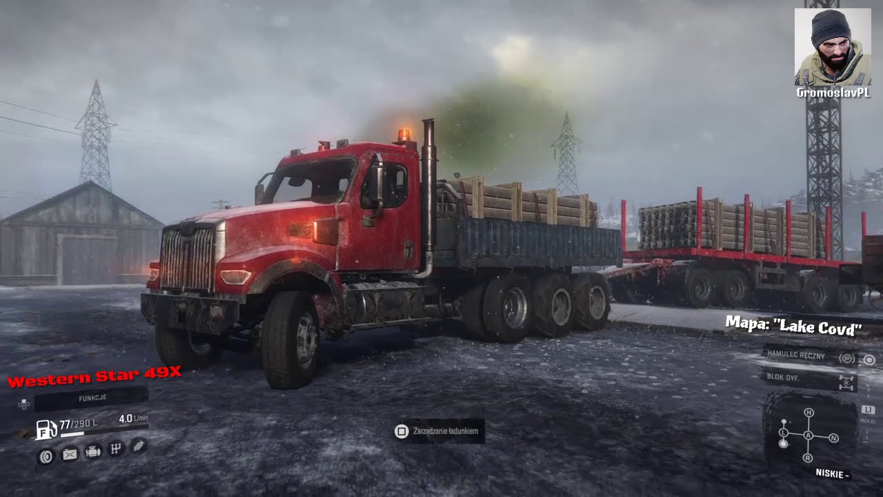 Western Star 49X & BAZ 6402, przejazd przez Dworzec Kolejowy, mapa ''Lake Covd''