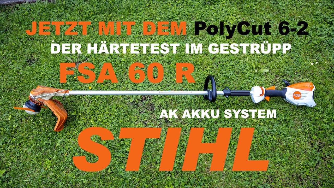 Stihl FSA 60 R mit PolyCut 6-2 | AKKU RASENTRIMMER | HÄRTETEST | Deutsch