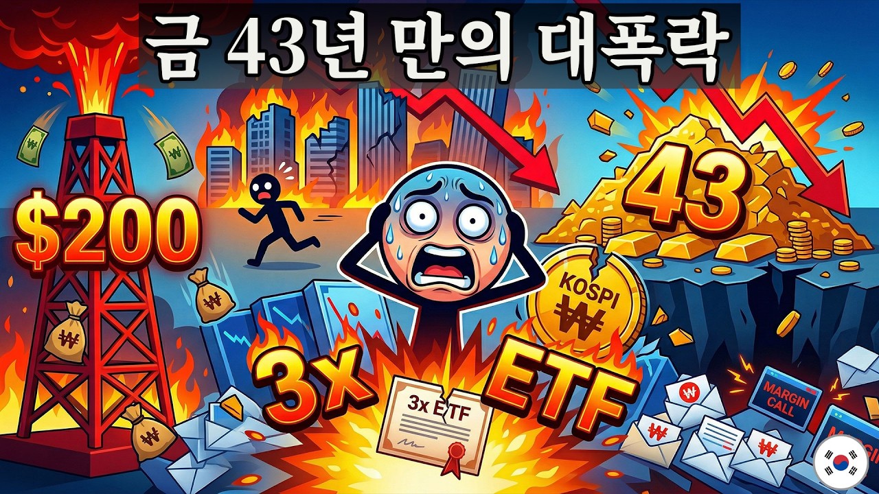 🚨 유가 200달러. 금 43년 만의 대폭락. 코스피 시장 초토화. 3배 레버리지 ETF의 끔찍한 결말!