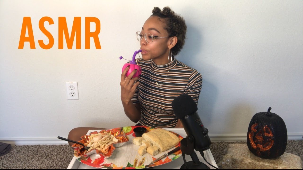 ASMR | Eating Chicken Fettuccine Alfredo With Shrimp 🍤  | Mukbang | No Talking