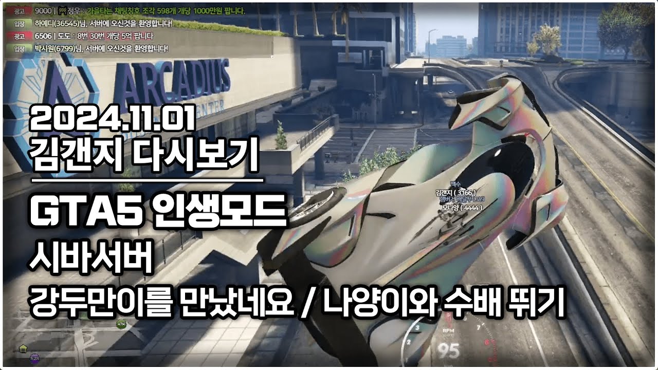 24년 11월 01일 l GTA5 인생모드 시바서버에서 강두만이를 만났습니다 / 간만에 모나양이랑 수배뛰기