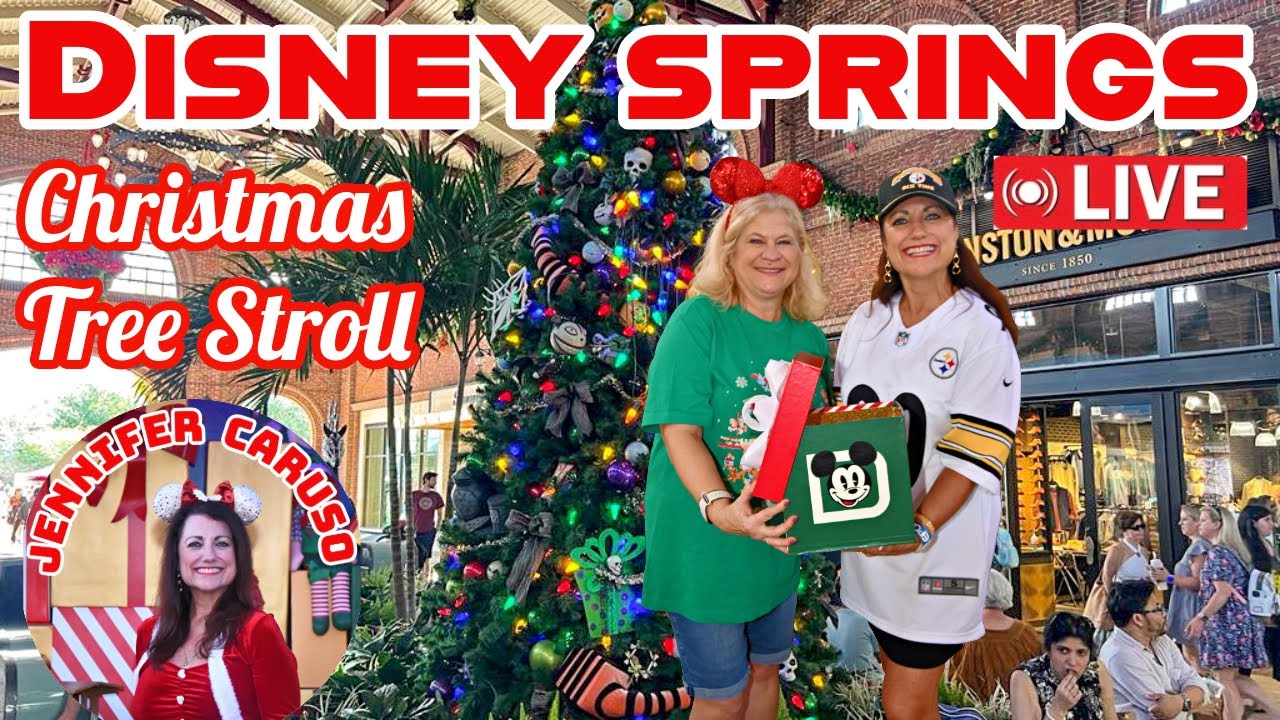 🔴LIVE Disney Springs Christmas Tree Stroll 2025 Walt Disney World