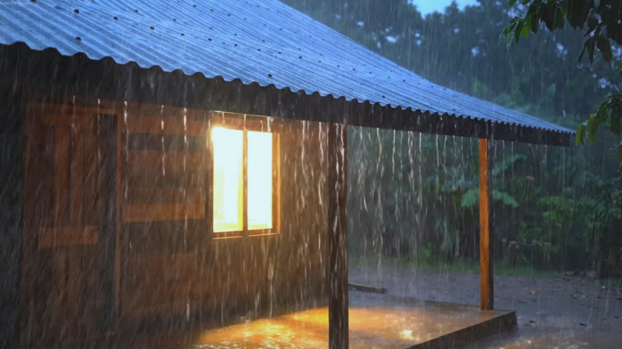Sleep Instantly with Heavy Rain and Gentle Thunder Sounds on Metal Roof | Rain Sounds for Sleeping