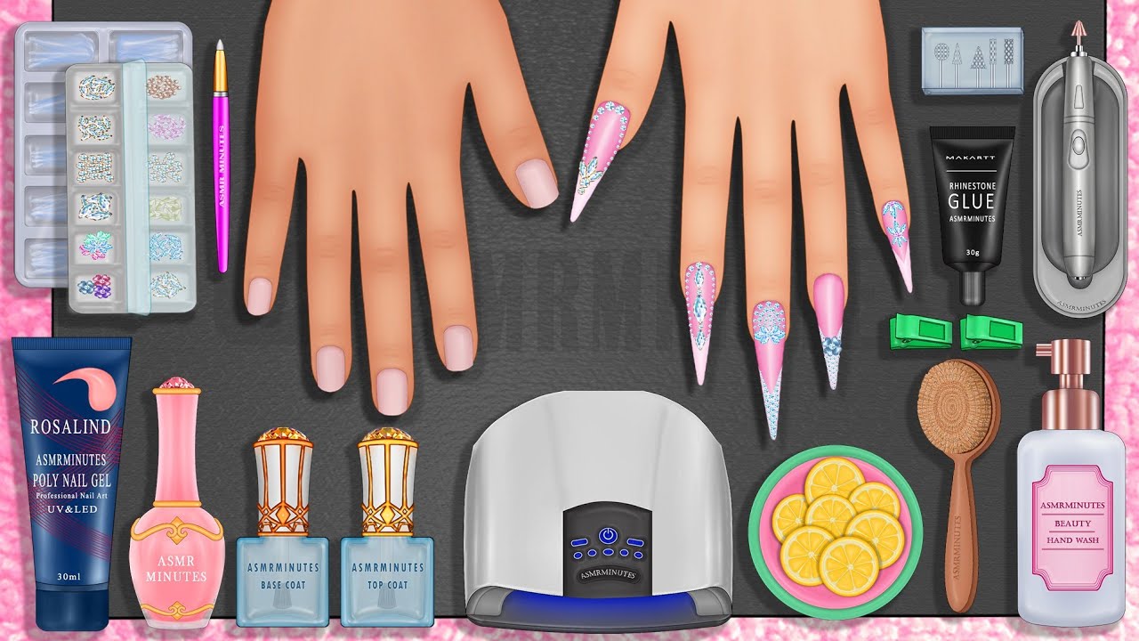 ASMR 🎧 ANIMATION Pretty Pink Nails Art Transformation😍Luxury Nail Salon