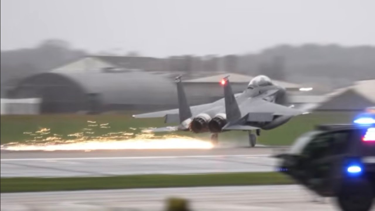 F15 destroys runway during emergency landing