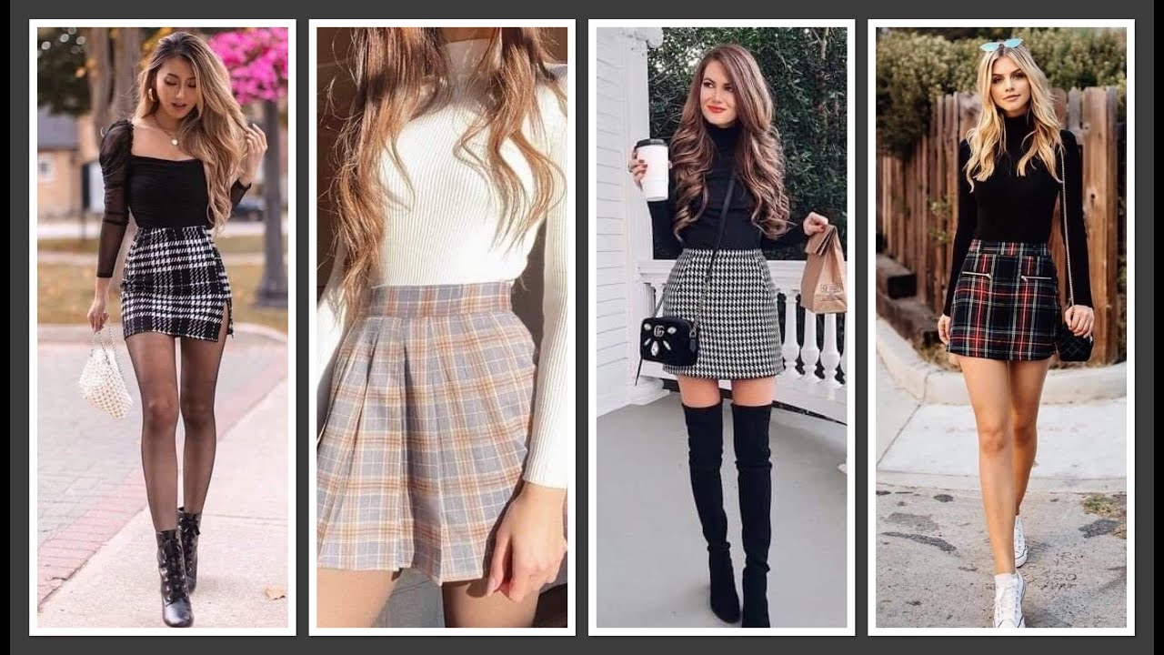 Hermosos Outfits con Faldas con cuadritos 😍 Como combinar las faldas cuadradas ideas 💡