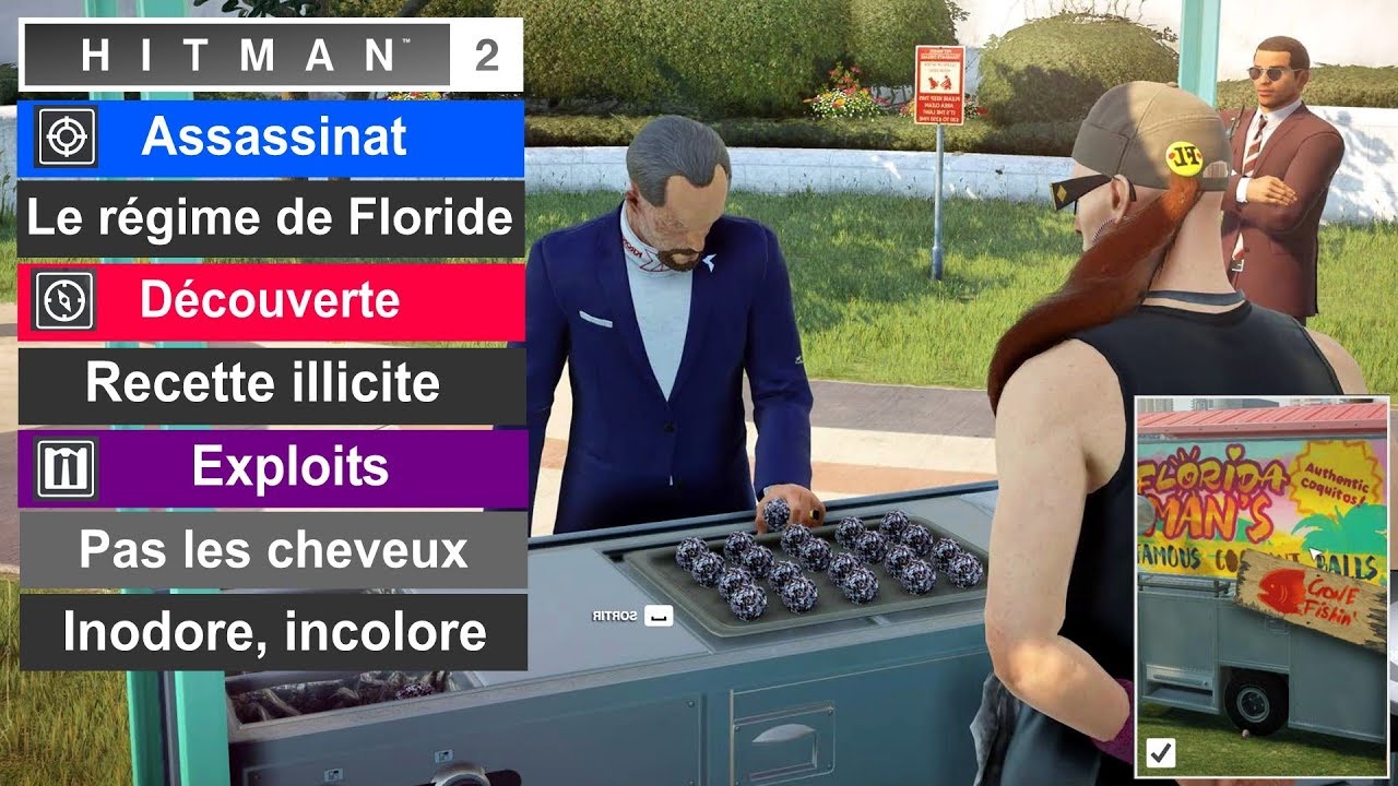 HITMAN 2: Le régime de Floride + Recette illicite + Pas les cheveux - Miami: La ligne d'arrivée