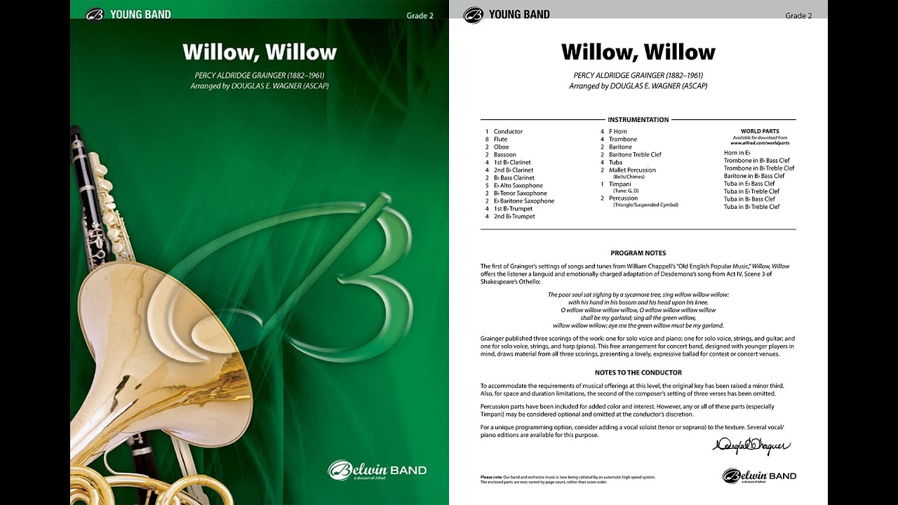 Willow, Willow, arr. Douglas E. Wagner – Score & Sound