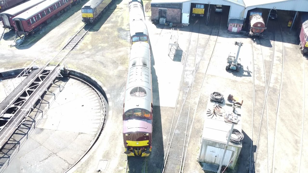 Carnforth depot from above, drone footage,  20th April 2025.
