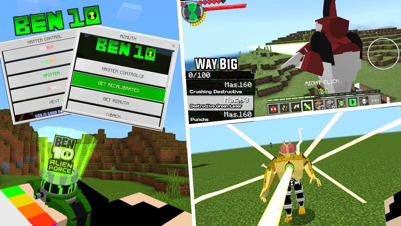 Это новое обновление Ben 10 V2.0 аддон просто класс! | Ben 10 аддон/моды для MCPE! | 1.21.44+