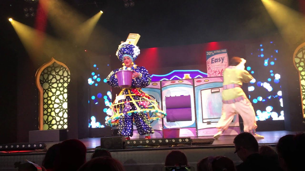 Butlins Skegness February 2016 - Aladdin Rocks - Widow Twanky & WIshy Washy washing machine scene