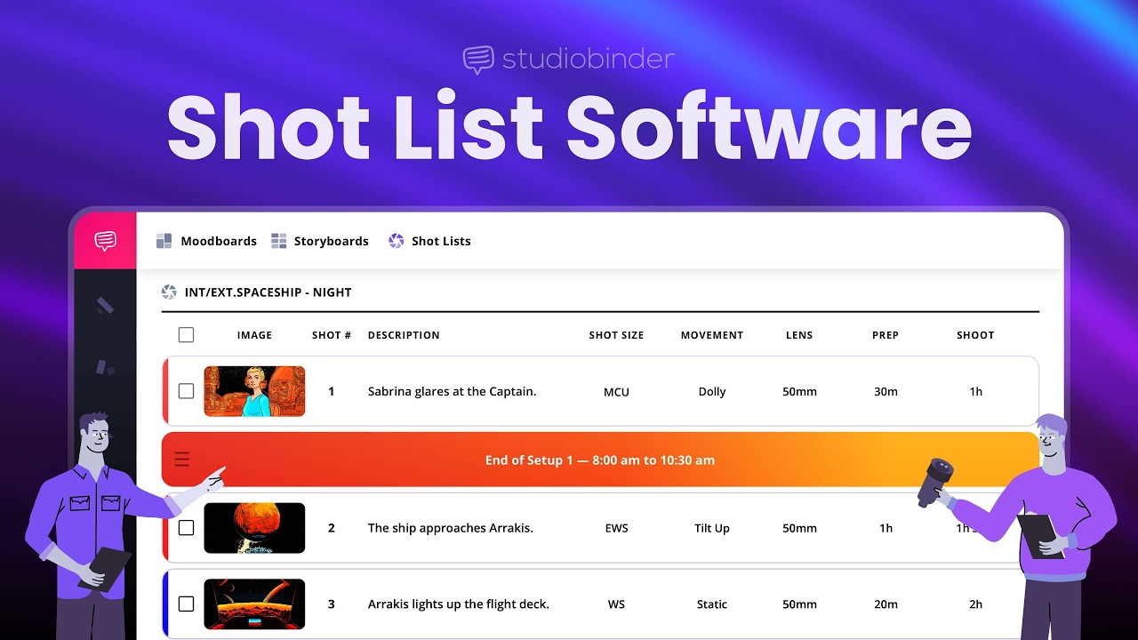 StudioBinder's Shot List Software