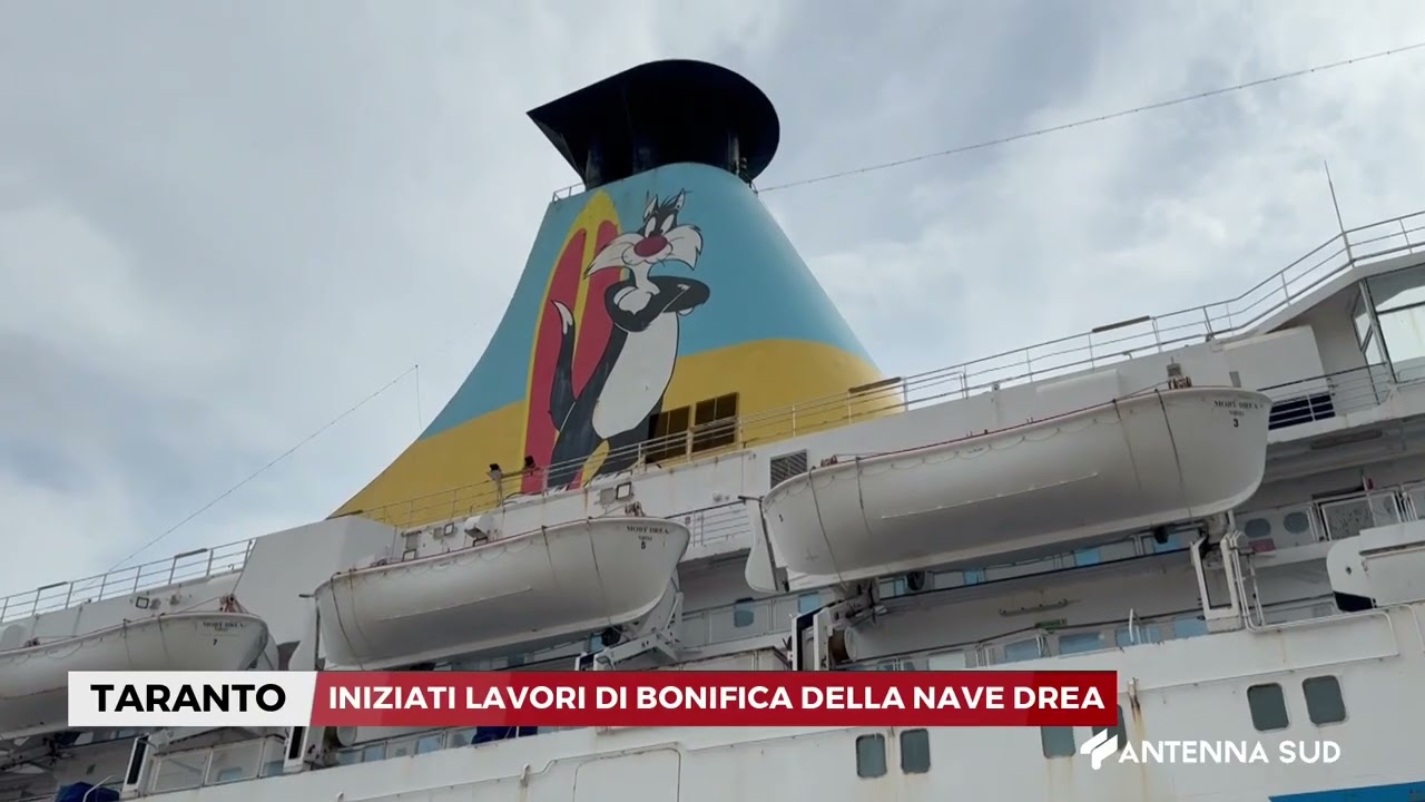 15 MARZO 2026   TARANTO    INIZIATI LAVORI DI BONIFICA DELLA NAVE DREA