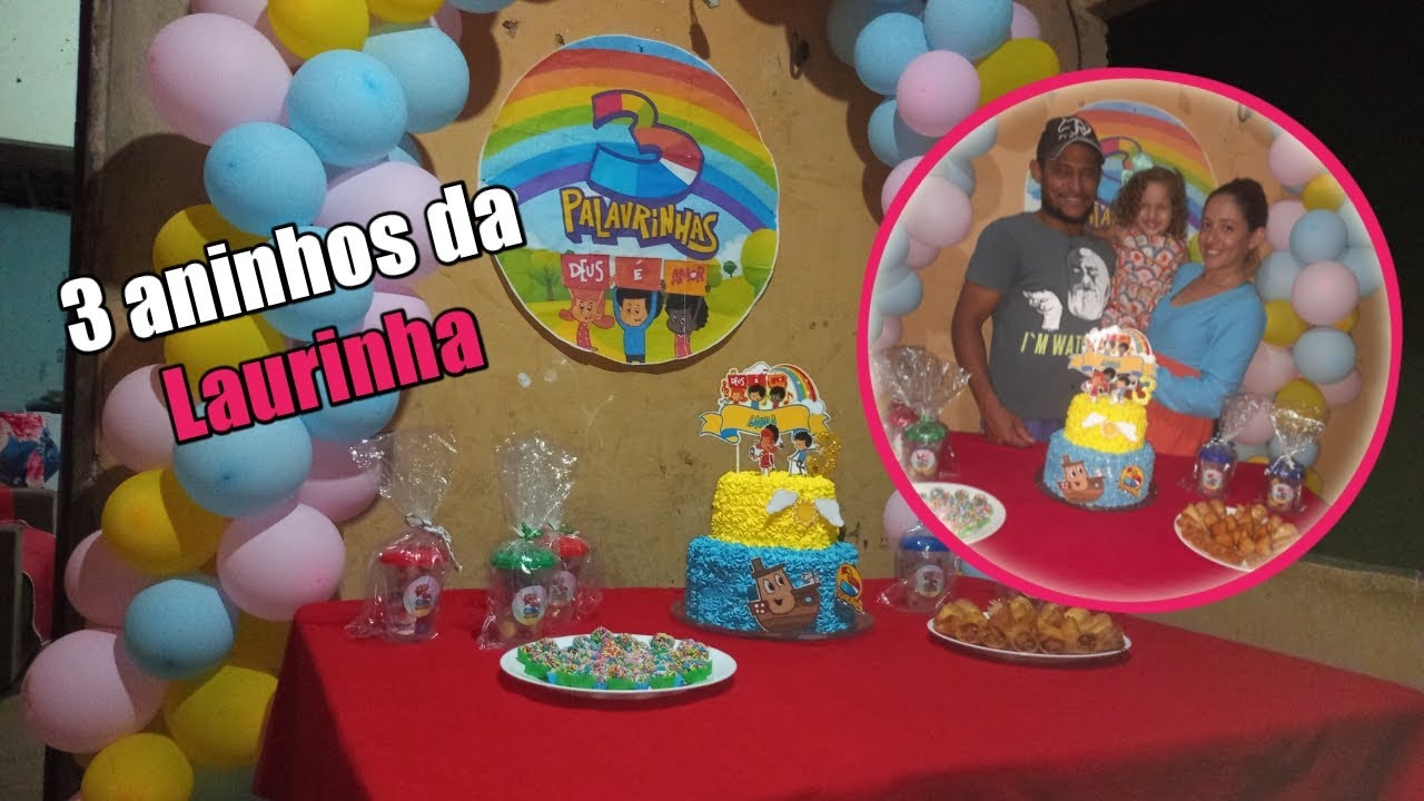 Festa simples em casa, aniversário tema TRÊS PALAVRINHAS 🌈