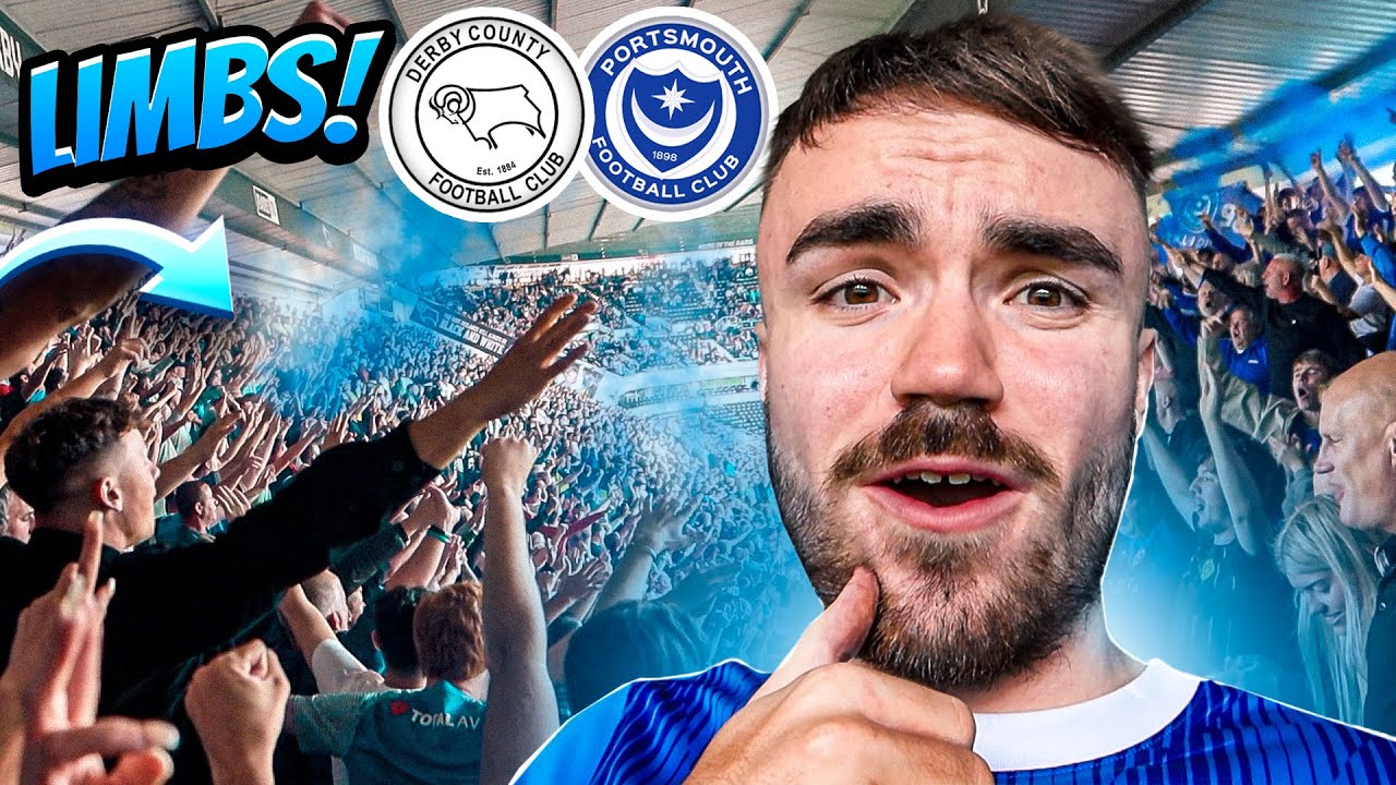 DERBY vs PORTSMOUTH | 1-1 |  3,000 POMPEY FANS GO NUTS AS COLBY BISHOP SCORES 95TH MINUTE EQUALISER