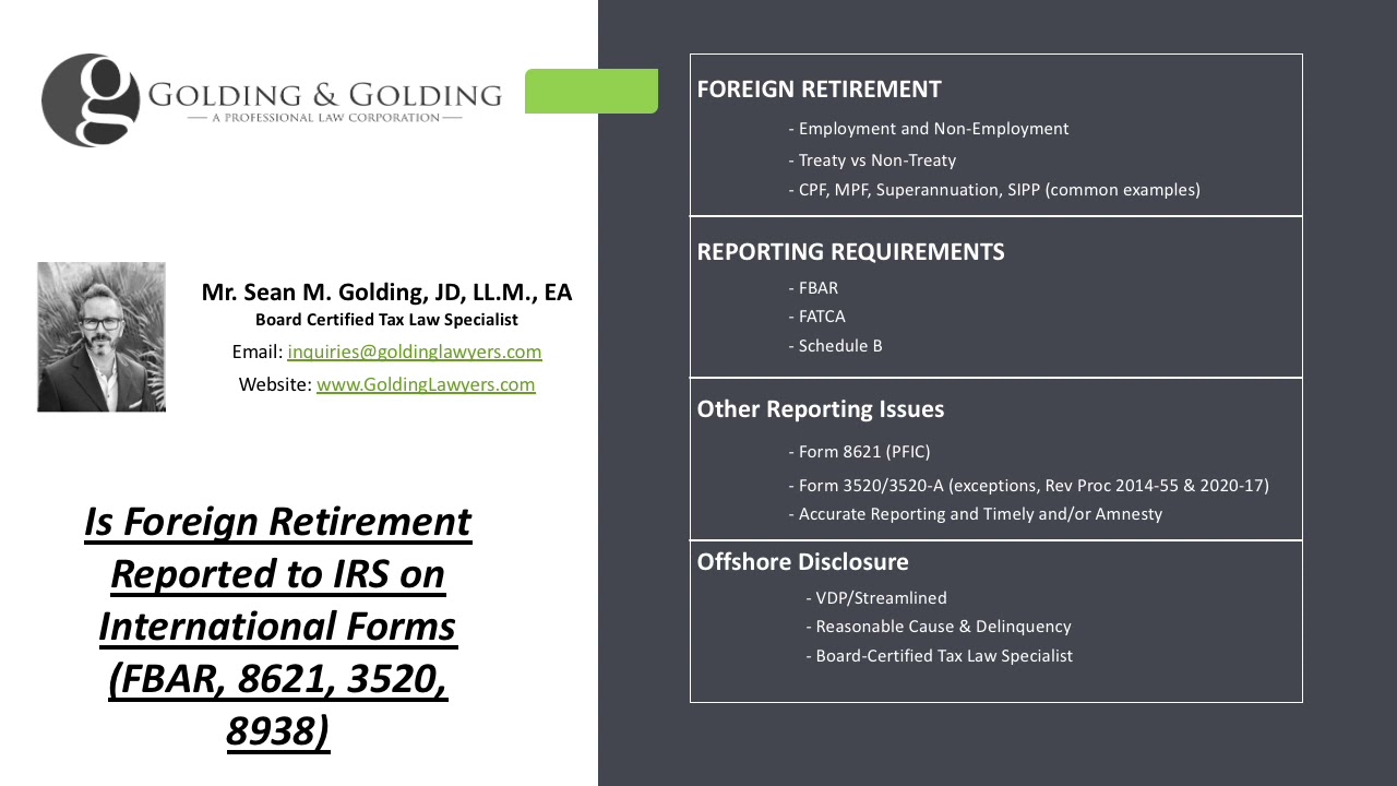 Is Foreign Retirement Reported to IRS on International Forms FBAR, 8938, 8621 and 3520
