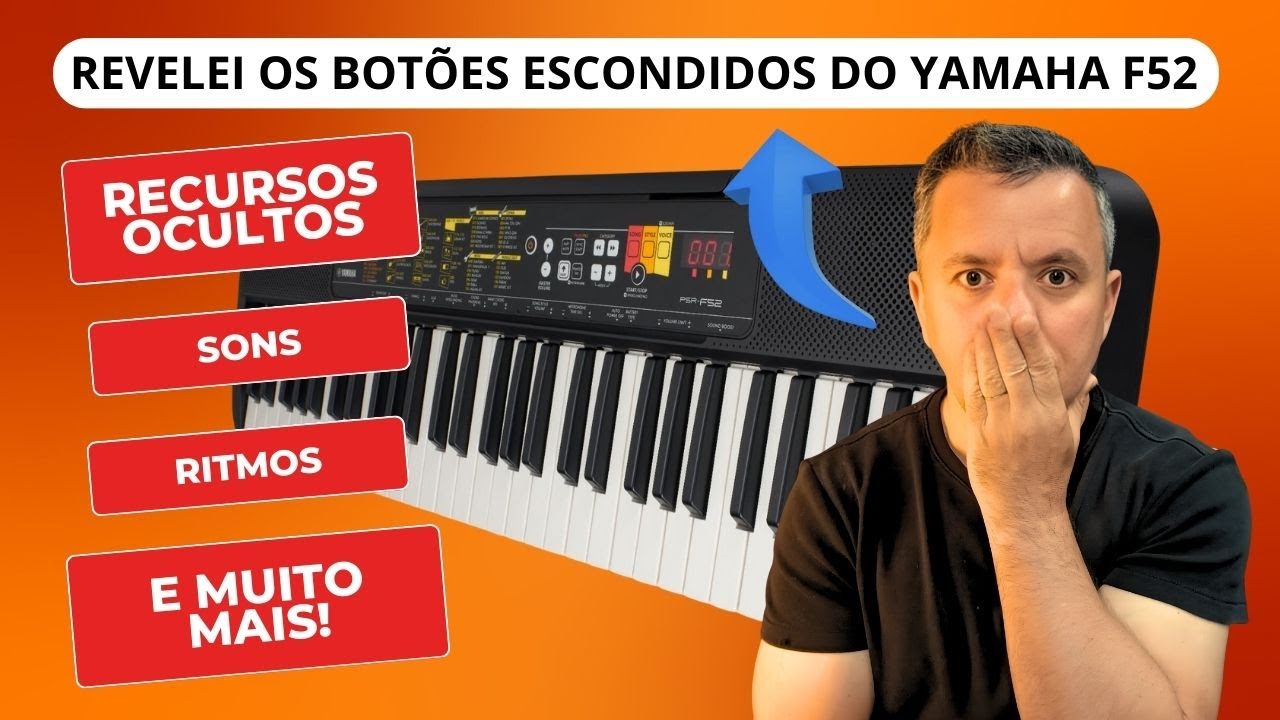 Yamaha PSR-F52 - 👉 Revelei os botões ocultos funções Sons e Ritmos neste Review COMPLETO!