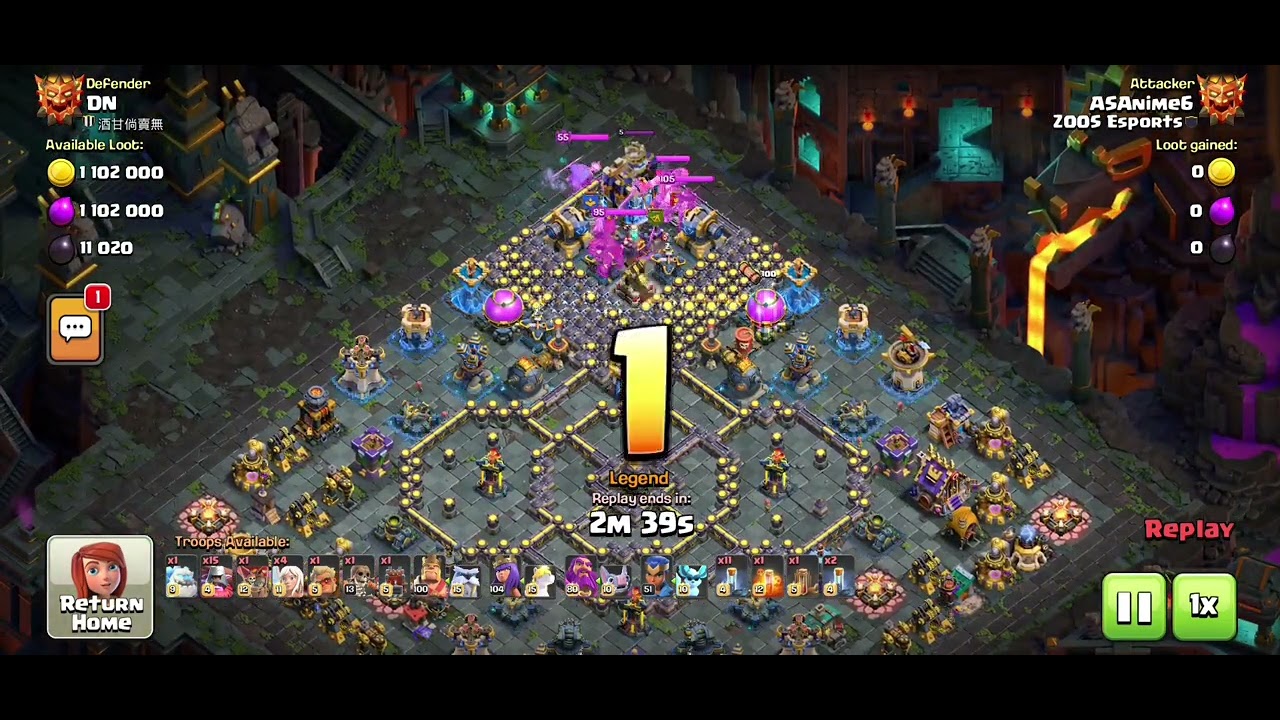 COC. TH18 legend modifier 3 stars attacks. Throwers with totems.