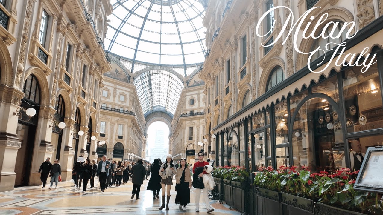 Milan, Italy Walking Tour #1 Galleria Vittorio Emanuele II, Piazza Dei Duomo, Sforzesco Castle (4K)