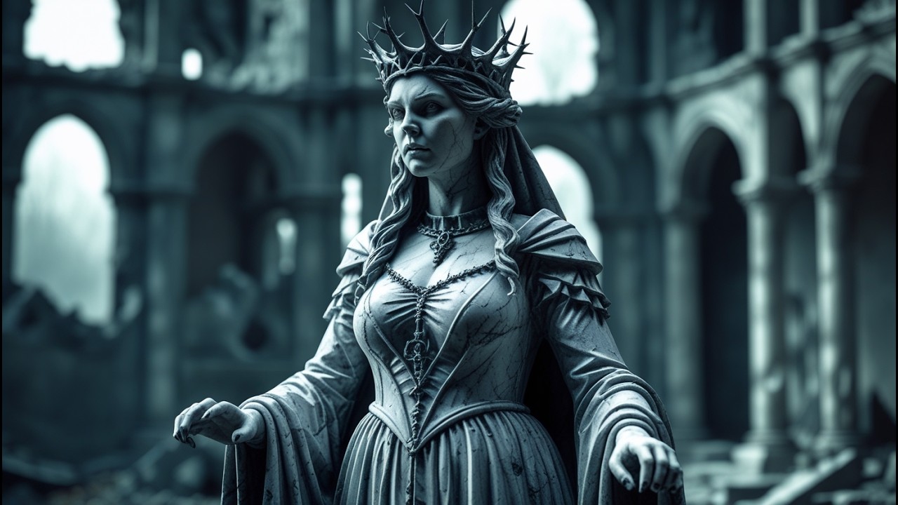 Gothic Queen in Ruins: A Marble Masterpiece Comes to Life! | Gothic Queen, Marble Statue
