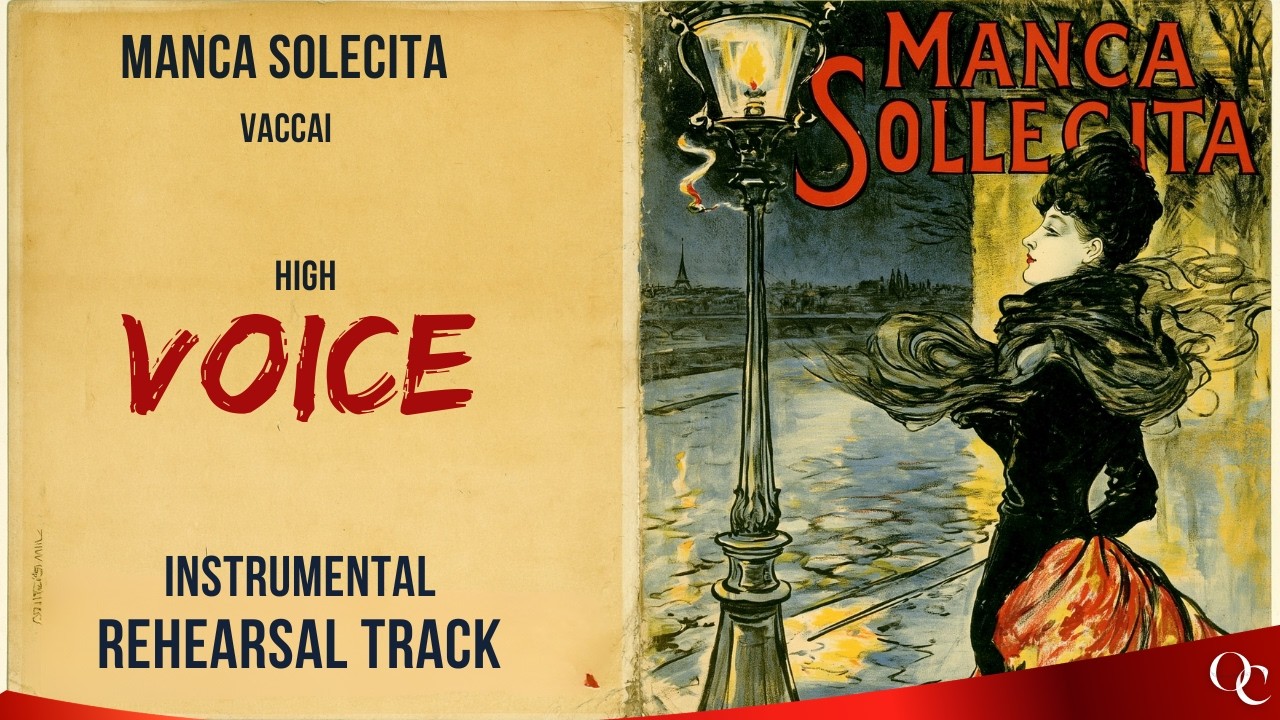 Vaccai,  Manca solecita,  High Voice rehearsal track,Visual Score Guided Practice C Major