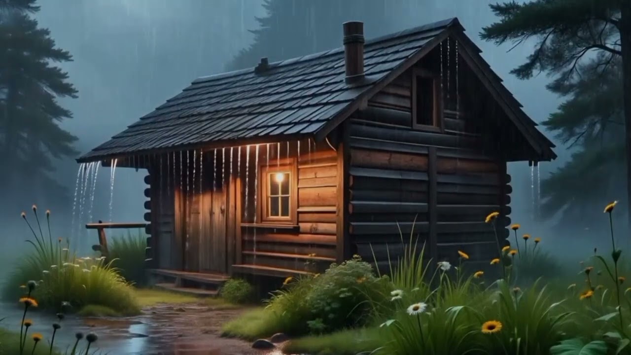 Rainstorm in a Wooden Cabin Deep in the Forest | ASMR for Relaxation