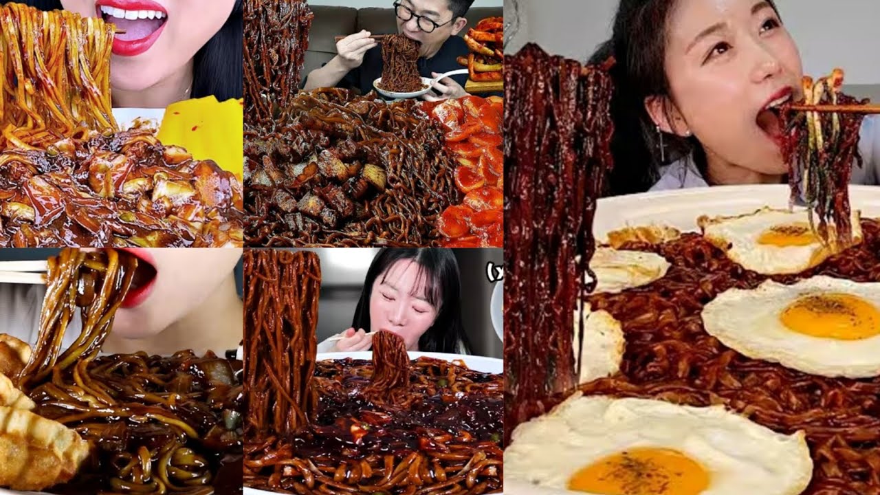 EATING BLACK BEAN NOODLES *JJAJANGMYEON*BEST MUKBANG COMPILATION