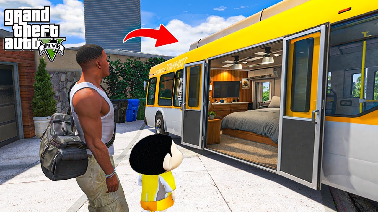 Shinchan and Franklin Making Luxury 5 Star Bedroom inside BUS in GTA 5!