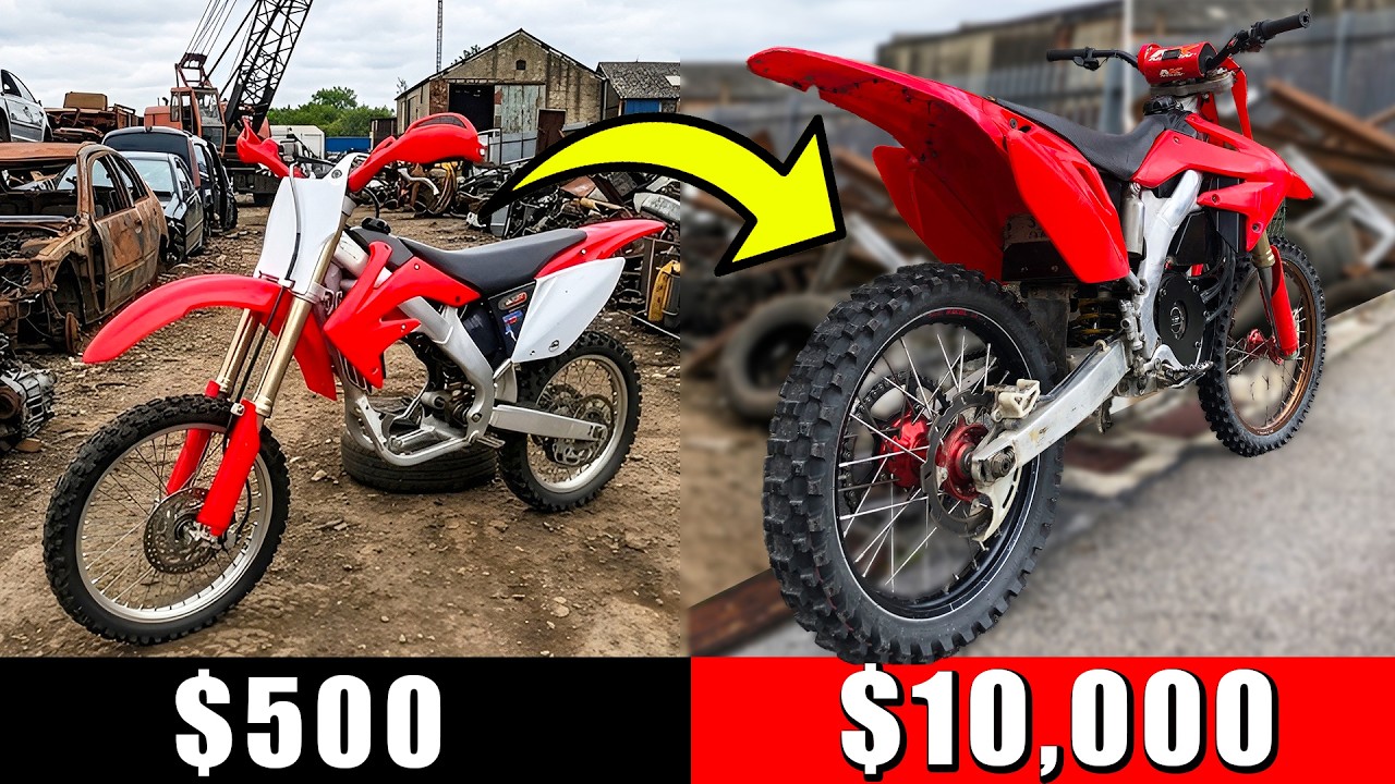 Невероятная сборка электрического внедорожного мотоцикла CR250 из старых запчастей.