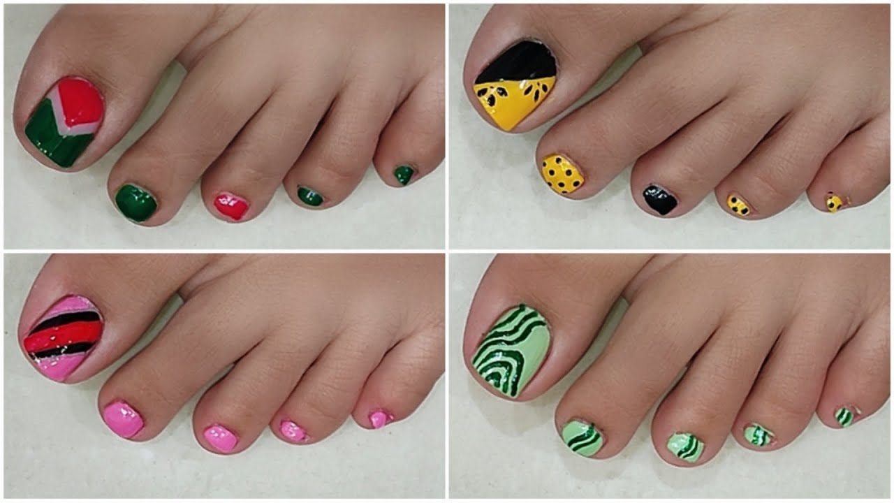 Easy & Quick foot nail designs tutorial | DIY Summer toes | Nail art at home | Nail Delights 💅